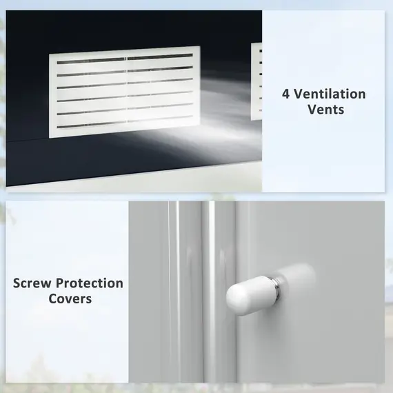 Buy Weatherproof Shed 7 x 4ft, Outdoor Bike Storage Shed with Ventilation Slots, Foundation Kit and Lockable Double Doors, Dark Grey, 8 image