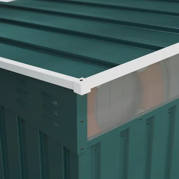 Buy 6.5 x 4FT Galvanised Metal Shed with Foundation Kit, Lockable Tool Garden Shed with Double Sliding Doors, Vents, Green, 9 image