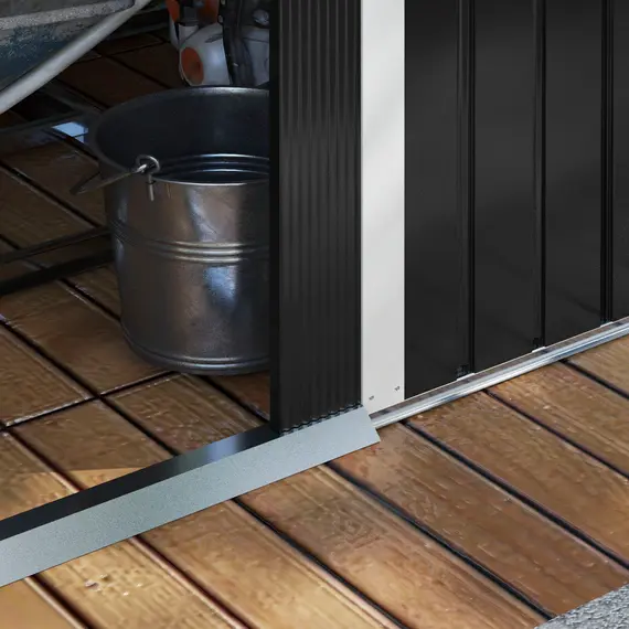 Buy 7.7 x 5.7ft Metal Garden Shed, Galvanised Outdoor Tool Storage House with Ventilation Slots and Sliding Doors, Grey, 9 image