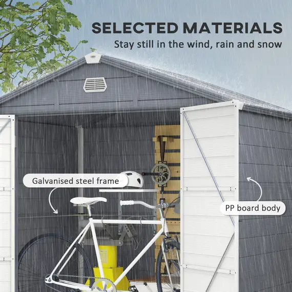 Buy 7.9ft x 6.2ft Aluminium Frame and Plastic Wall Shed, with Foundation - Grey, 4 image