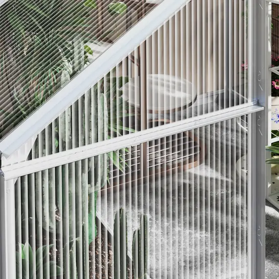 Buy 6 x 6ft Walk-In Greenhouse, Polycarbonate Greenhouse with Sliding Door, Window, Aluminium Frame, Foundation, Silver, 9 image