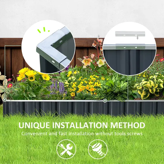 Buy 645L Metal Raised Garden Bed, DIY Large Steel Planter Box, No Bottom w/ A Pairs of Glove for Backyard, Patio to Grow Vegetables, Herbs, and Flowers, 258cmx90cm, 5 image