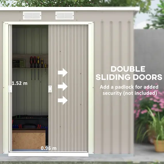 Buy 7 x 4ft Galvanised Steel Garden Shed, with Foundation Kit - Grey, 5 image
