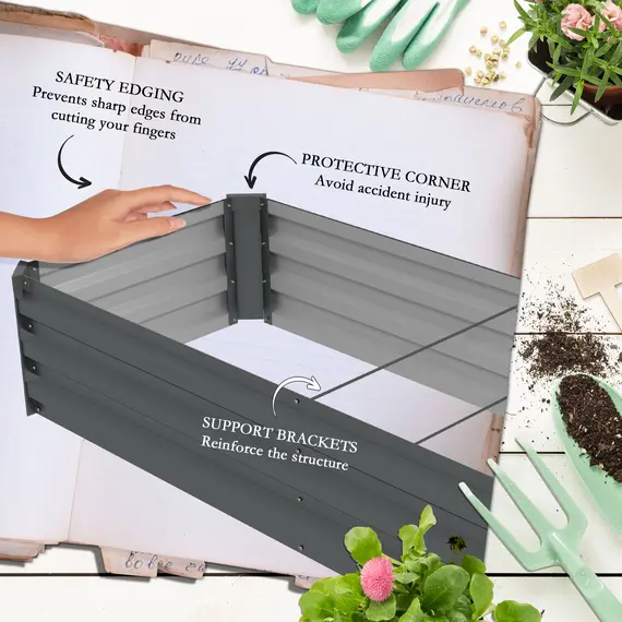 Buy 60 x 240cm Galvanised Steel Planter, with Open Bottom, 6 image