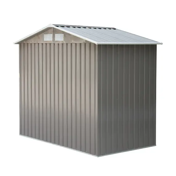 Buy 7ft x 4ft Lockable Garden Metal Storage Shed Storage Roofed Tool Metal Shed w/ Air Vents Steel Grey, 9 image
