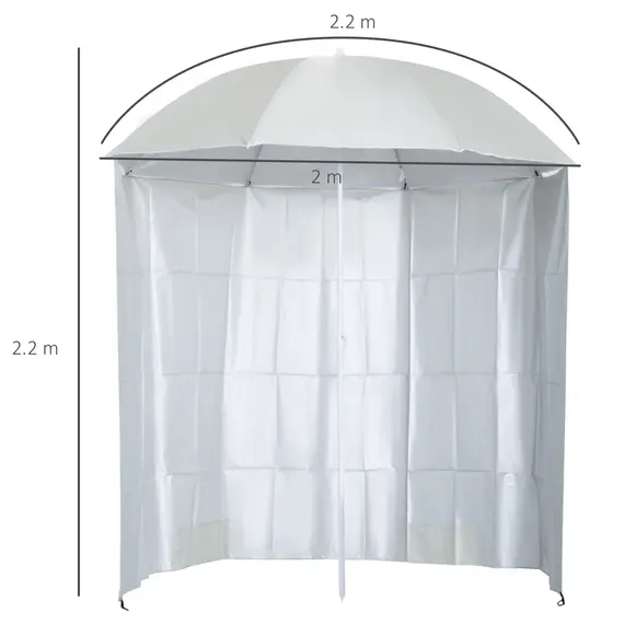 Buy 88" Arc 2.2M Fishing Umbrella Beach Parasol with Sides Brolly Shelter Canopy Shade with FREE Carry Bag Off-White, 3 image