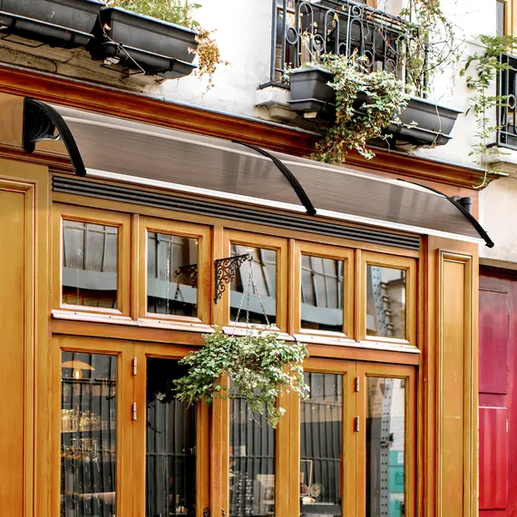 Buy 75 x 195 cm Curved Door Window Awning Canopy, Polycarbonate Cover Front Door Outdoor Patio, UV Rain Snow Protection Shelter, Brown, 2 image