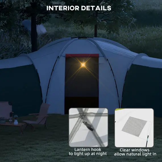 Buy 6-9 Man Tent with Bedrooms and Living Room, Accessories Included, Green, 6 image