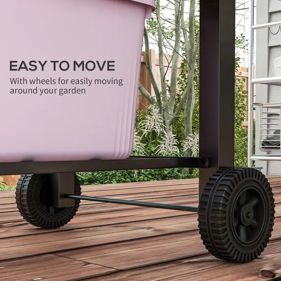 Buy Charcoal Barbecue Grill Trolley Garden Smoker with Shelves, Adjustable Height, Thermometer on Lid, Opener and Wheels, 9 image