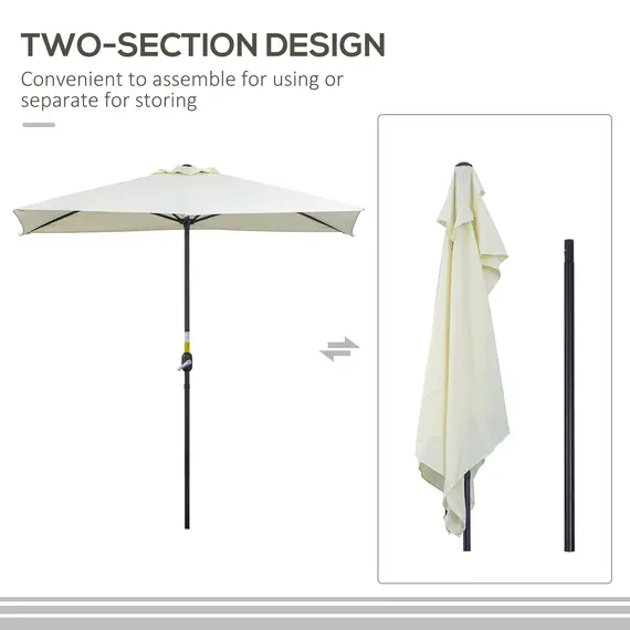 Buy Balcony Half Parasol Semi Round Umbrella Patio Crank Handle (2.3 m, Beige)- NO BASE INCLUDED, 4 image