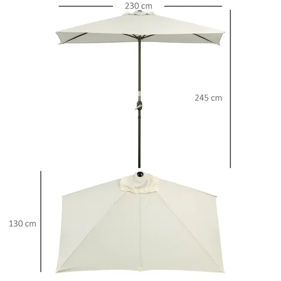 Buy Balcony Half Parasol Semi Round Umbrella Patio Crank Handle (2.3 m, Beige)- NO BASE INCLUDED, 3 image