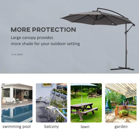 Buy Cantilever Umbrella Parasol Hanging Banana Steel Dark Grey 3M Patio, 6 image