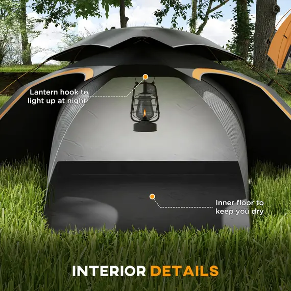 Buy Aluminium Frame Camping Tent Dome Tent with Removable Rainfly, 2000mm Waterproof, for 1-2 Man, Grey, 5 image
