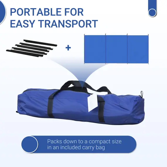 Buy Camping Windbreak, Foldable Portable Wind Blocker w/ Carry Bag and Steel Poles, Beach Sun Screen Shelter Privacy Wall, 450cm x 150cm, 6 image