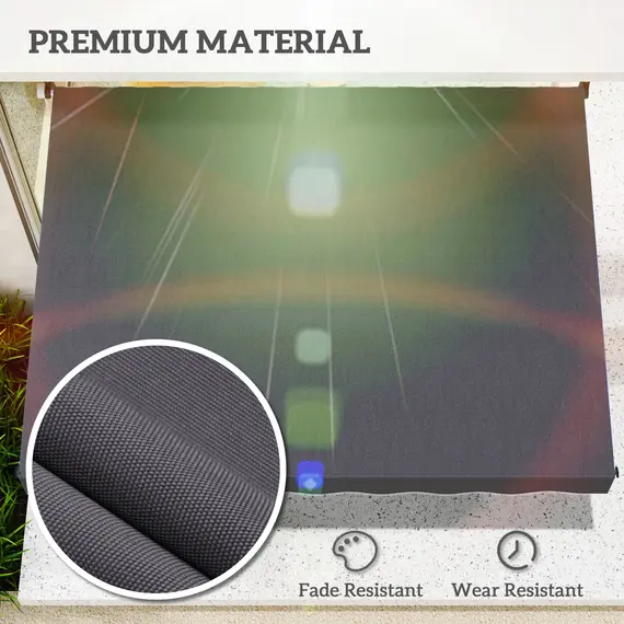 Buy Balcony 2 x 1.5m Manual Adjustable Awning DIY Patio Clamp Awning Canopy Retractable Shade Shelter Easy to Move for Balcony, Grey, 5 image