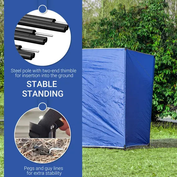 Buy Camping Windbreak, Foldable Portable Wind Blocker w/ Carry Bag and Steel Poles, Beach Sun Screen Shelter Privacy Wall, 450cm x 150cm, 5 image