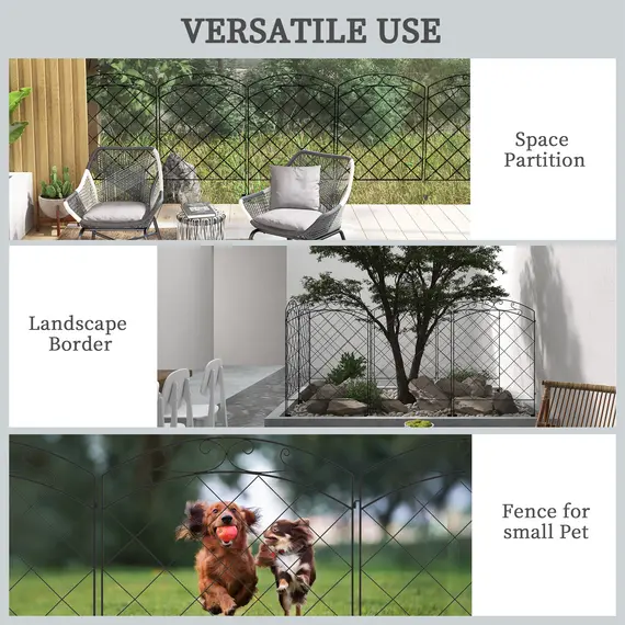 Buy Decorative Garden Fencing, 43in x 11.4ft Outdoor Picket Fence Panels, 8PCs Rustproof Steel Wire Landscape Flower Bed Border Edging Animal Barrier, Swirls, 6 image