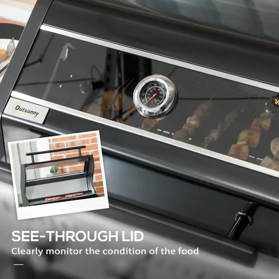 Buy 9kW Three-Burner Gas BBQ Grill, with See-Through Lid - Black, 5 image