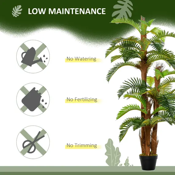 Buy Artificial Plant Tropical Palm in Pot, Fake Plants for Home Indoor Outdoor Decor, 150cm, Green, 6 image