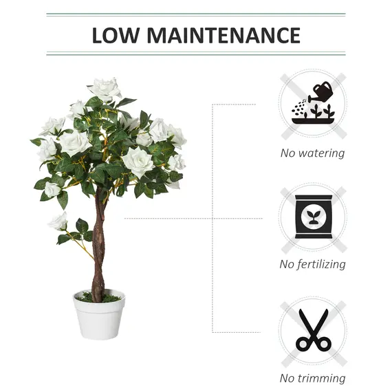 Buy Artificial Plants White Rose Floral in Pot, Fake Plants for Home Indoor Outdoor Decor, 90cm, 6 image