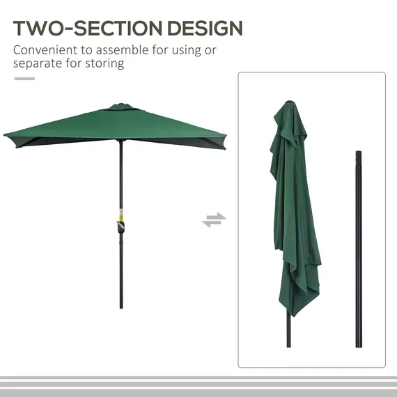 Buy Balcony Half Parasol Semi Round Umbrella Patio Crank Handle (2.3 m, Green)- NO BASE INCLUDED, 5 image