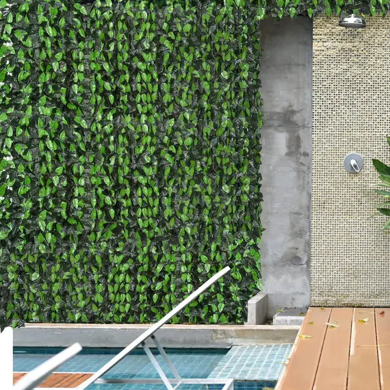 Buy Artificial Leaf Hedge Screen Privacy Fence Panel for Garden Outdoor Indoor Decor 3M x 1M Light Green and Dark Green, 2 image