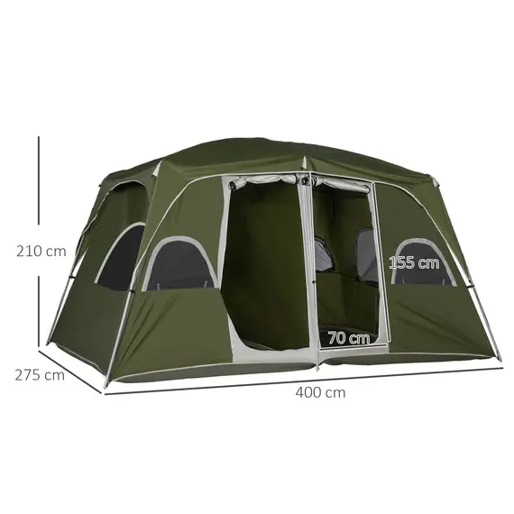 Buy Camping Tent, Family Tent 4-8 Person 2 Room, with Large Mesh Windows, Easy Set Up for Backpacking Hiking Outdoor, Green, 3 image