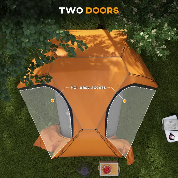 Buy Aluminium Frame Camping Tent Dome Tent with Removable Rainfly, 2000mm Waterproof, for 1-2 Man, Orange, 6 image