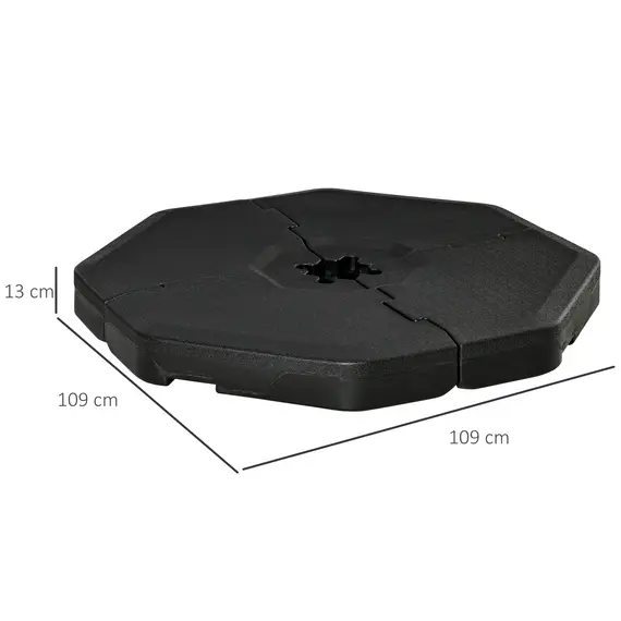 Buy Detachable Patio Umbrella Base, Cantilever Parasol Base Stand Outdoor Umbrella Weights, Filled with Sand and Water up to 140KG, Black, 3 image