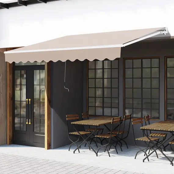 Buy Awning Canopy Manual Retractable Porch Sun Shade Shelter 3 x 2m Beige, 2 image