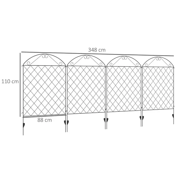 Buy Decorative Garden Fencing, 43in x 11.5ft Outdoor Picket Fence Panels, 4PCs Rustproof Metal Wire Landscape Flower Bed Border Edging Animal Barrier, Black, 3 image