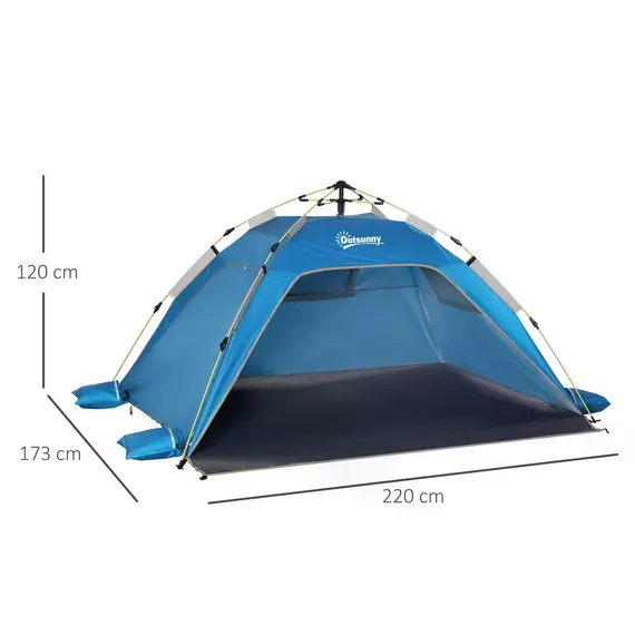 Buy Beach Tent for 1-2 Person Pop-up Design with 2 Mesh Windows & 2 Doors Sky Blue, 3 image