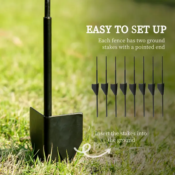 Buy Decorative Garden Fencing, 43in x 11.5ft Outdoor Picket Fence Panels, 4PCs Rustproof Metal Wire Landscape Flower Bed Border Edging Animal Barrier, Black, 4 image