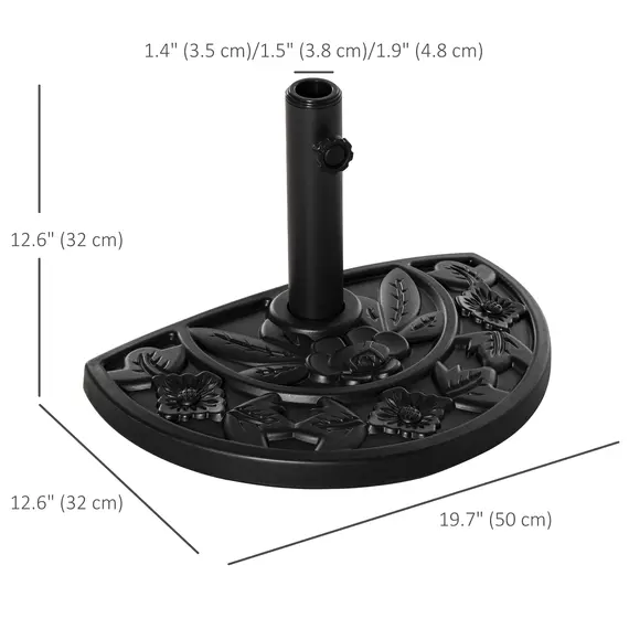 Buy 9kg Cement Concrete Half Round Parasol Base Umbrella Stand Garden Outdoor Accessories - Adjustable Coupler Suitable Umbrella Rod: Î¦3.5cm, Î¦3.8cm, Î¦4.8cm, 3 image