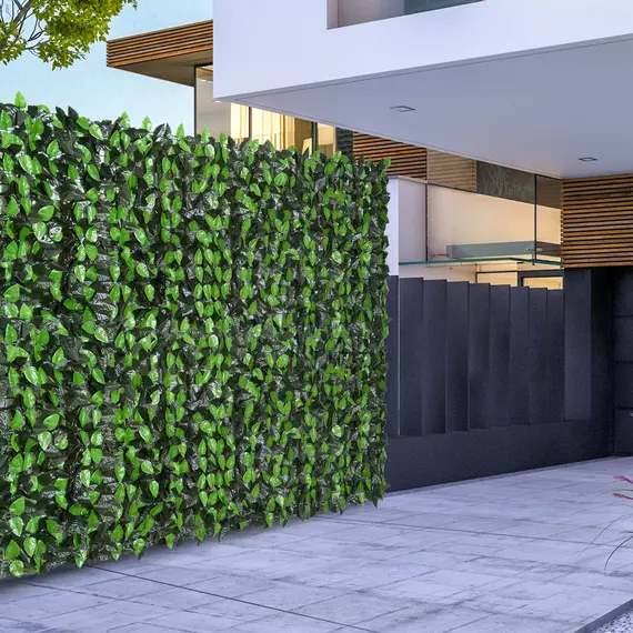 Buy Artificial Leaf Hedge Screen Privacy Fence Panel for Garden Outdoor Indoor Decor 3M x 1M Light Green and Dark Green, 9 image