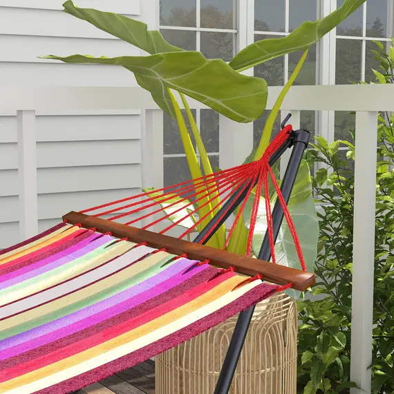 Buy Foldable Hammock Stand, Portable Hammock with Metal Frame, 2 in 1 Hammock Net Stand, Hammock Chair Stand with Carry Bag, Load Capacity 120kg, for Patio, Garden, Yard, Black, 9 image
