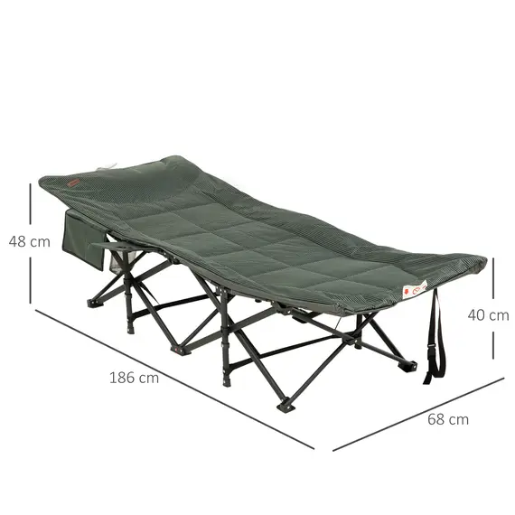 Buy Foldable Sun Lounger, Padded Patio Camping Bed with Carry Bag, Magazine Bag and Cup Holder for Outdoor, Garden, Porch, Grey, 3 image