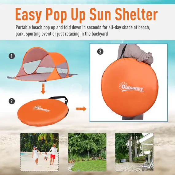 Buy Fibreglass Frame 2 Person Pop-Up Lightweight Camping Tent Orange, 5 image