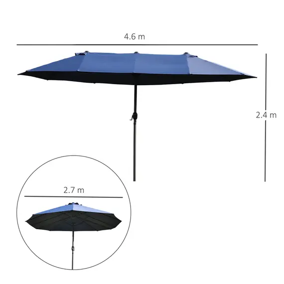 Buy Double-side Umbrella Parasol, Î¦2.7x4.6Wx2.4H m-Blue, 3 image