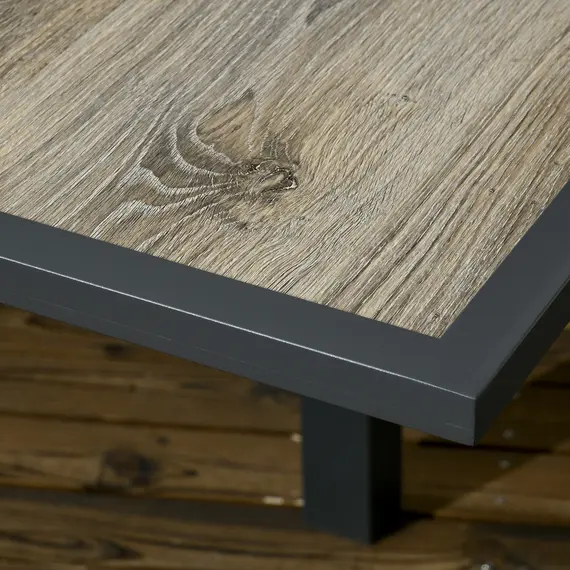 Buy Extending Garden Table, Outdoor Dining Table for 6, Aluminium Frame Rectangular Patio Table with Plastic Board Tabletop,80/160L x 80W x 75H cm, Beige, 9 image