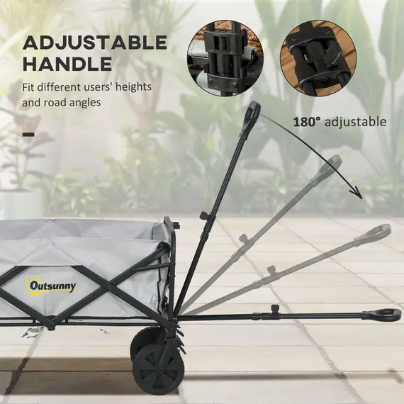 Buy Folding Pull Along Cart Cargo Wagon Trolley with Telescopic Handle - Dark Grey, 5 image