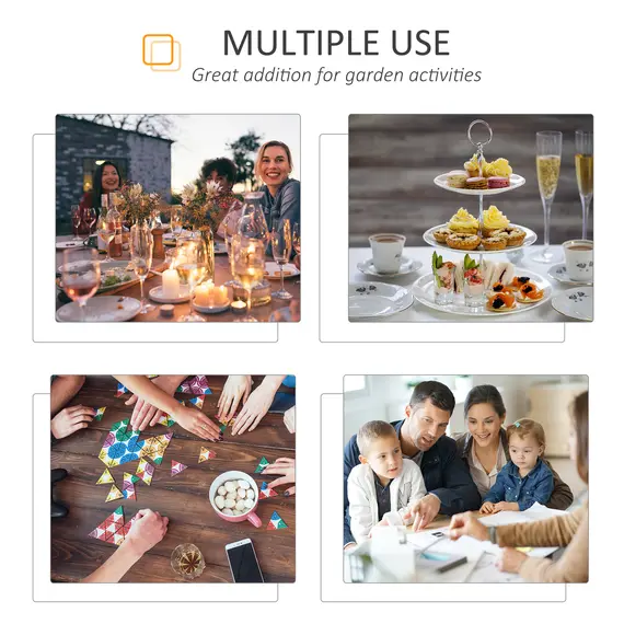 Buy Extendable Garden Table 135-270cm x 90cm x 75cm, 10 Seater Outdoor Dining Table with Aluminium Frame for Lawn, Balcony and Backyard, Grey, 6 image