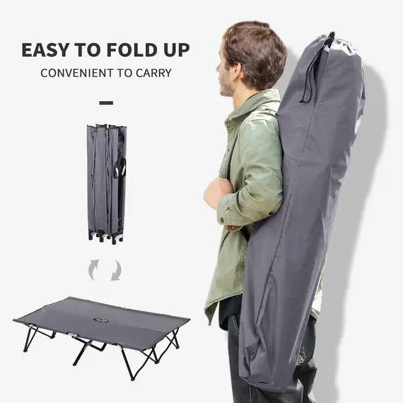 Buy Double Camping Cot Bed, with Bag - Grey, 5 image