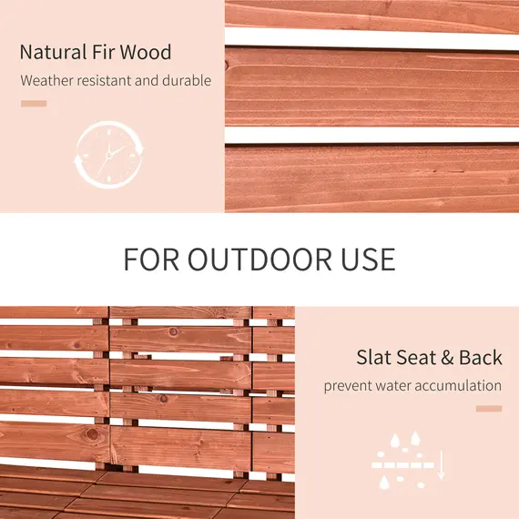 Buy Fir Wood Convertible 2 to 3 Seater Outdoor Garden Bench Wood Tone, 5 image