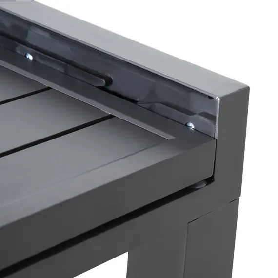 Buy Extendable Garden Table 135-270cm x 90cm x 75cm, 10 Seater Outdoor Dining Table with Aluminium Frame for Lawn, Balcony and Backyard, Grey, 8 image