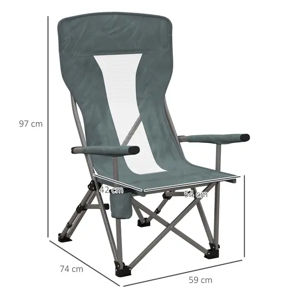 Buy Folding Camp Chair Portable Chair w/ Cup Holder Holds up to 136kg Perfect for Camping, Festivals, Garden, Caravan Trips, Fishing, Beach and BBQs, 3 image