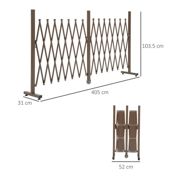 Buy Expanding Trellis Fence Freestanding Movable Fence Foldable Garden Screen Panel Aluminium, 405cm x 103.5cm, Dark Brown, 3 image