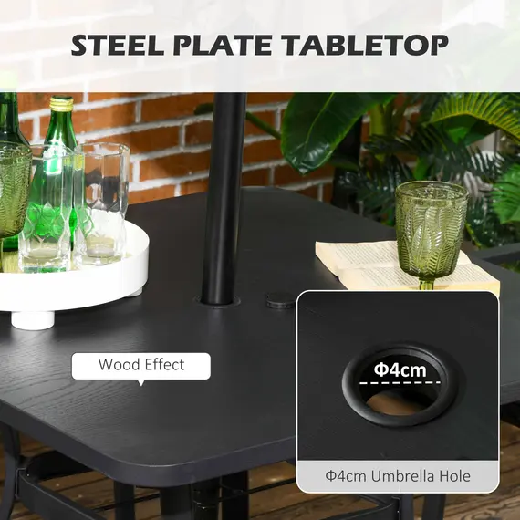 Buy Five-Piece Garden Dining Set, with Rattan Seat Chairs and Cushions - Black, 5 image