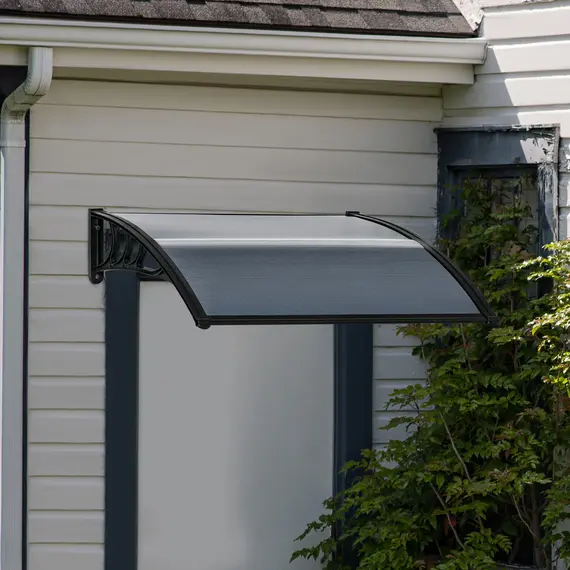 Buy Door Canopy Awning Outdoor Window Rain Shelter Cover for Front/Back Door Porch Black 100 x 75cm, 7 image
