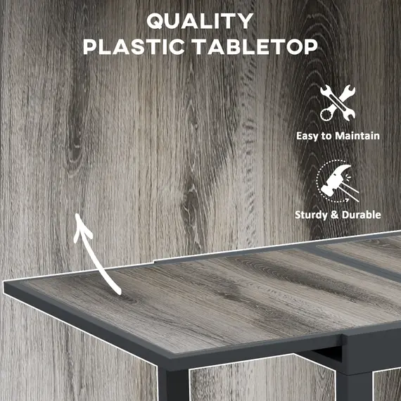 Buy Extending Garden Table, Outdoor Dining Table for 6, Aluminium Frame Rectangular Patio Table with Plastic Board Tabletop,80/160L x 80W x 75H cm, Grey, 6 image